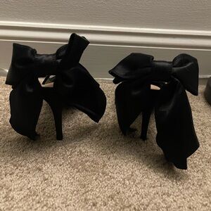 Elegant Black Bow Heels